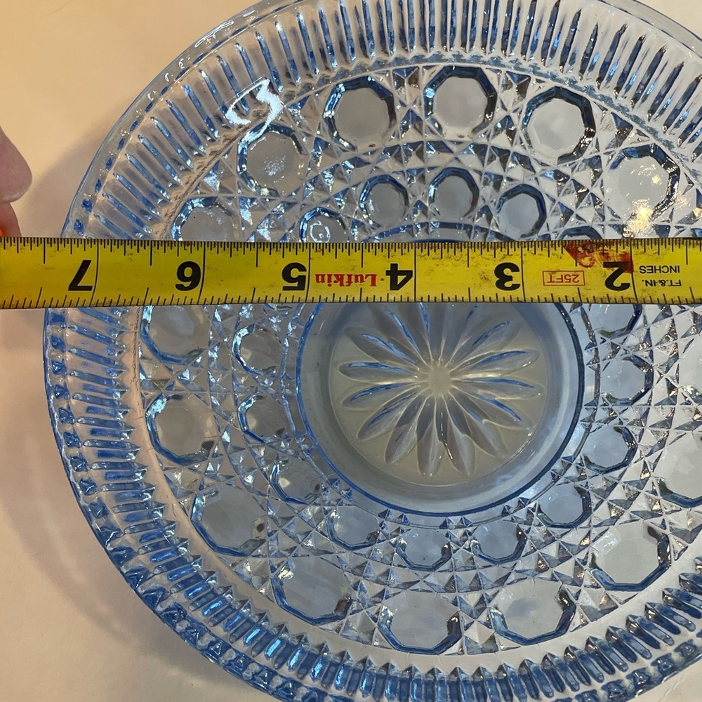 Vintage Indiana Blue Carnival Glass Iridescent Windsor Pattern Candy Dish W/Lid - Picture 6 of 6